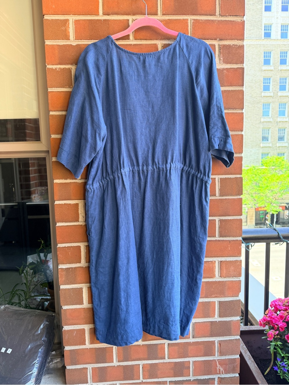 Magic Linen Relaxed Blue Linen Knee-length Dress